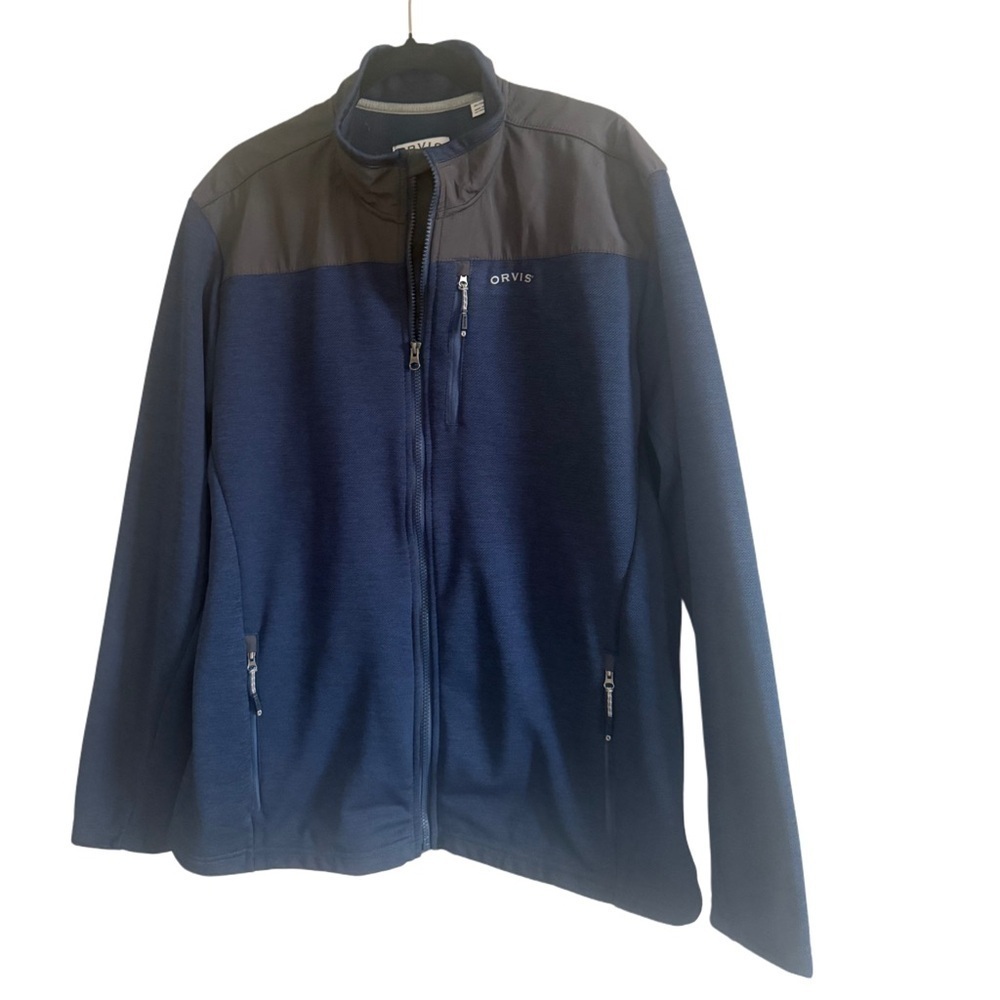 Orvis Blue Bonded Mesh Outdoor Lightweight Full-Zip Jacket Size Large